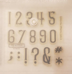 *Crafting for a cause - Close to My heart My Acrylix clear Stamp set in storage pouch - Used - Heritage numbers