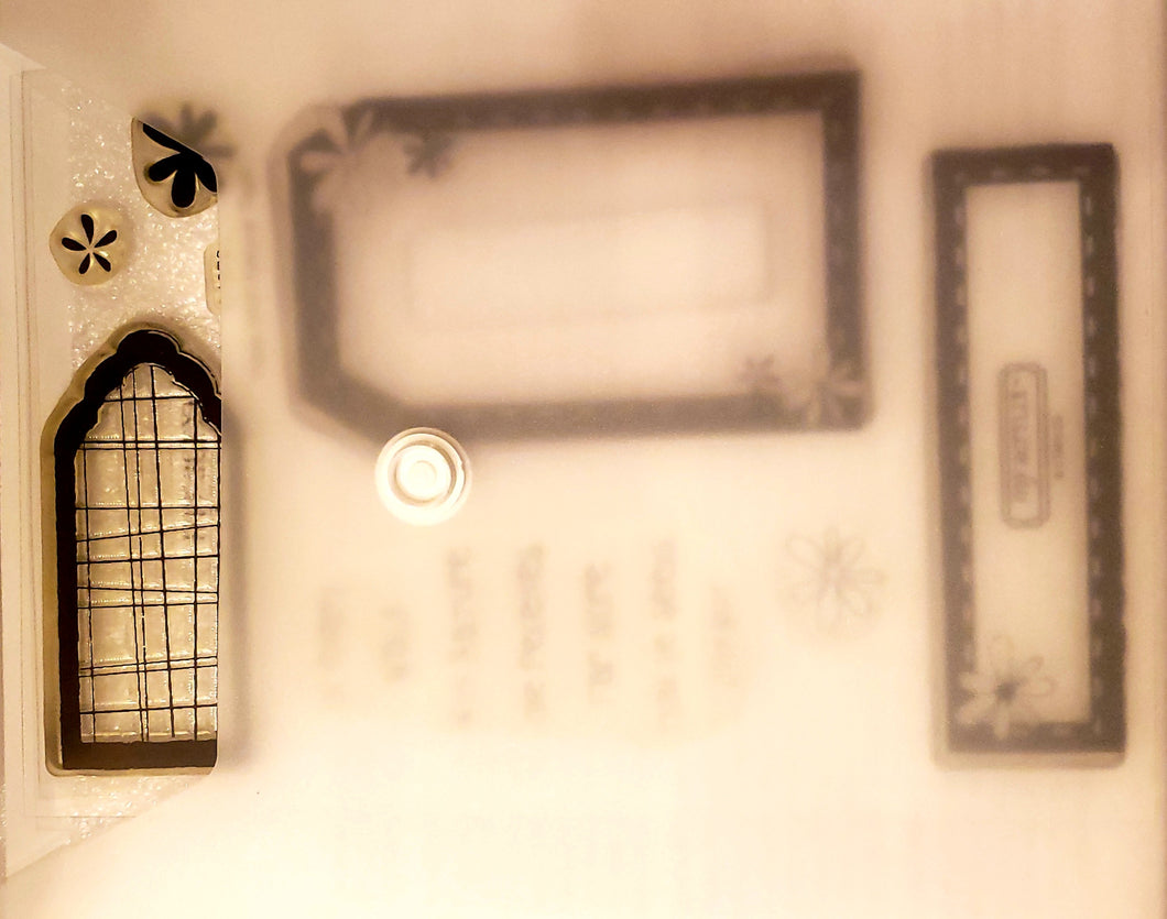 *Crafting for a cause - Close to My heart My Acrylix clear Stamp set in storage pouch - Used -    Walk with Nature tags