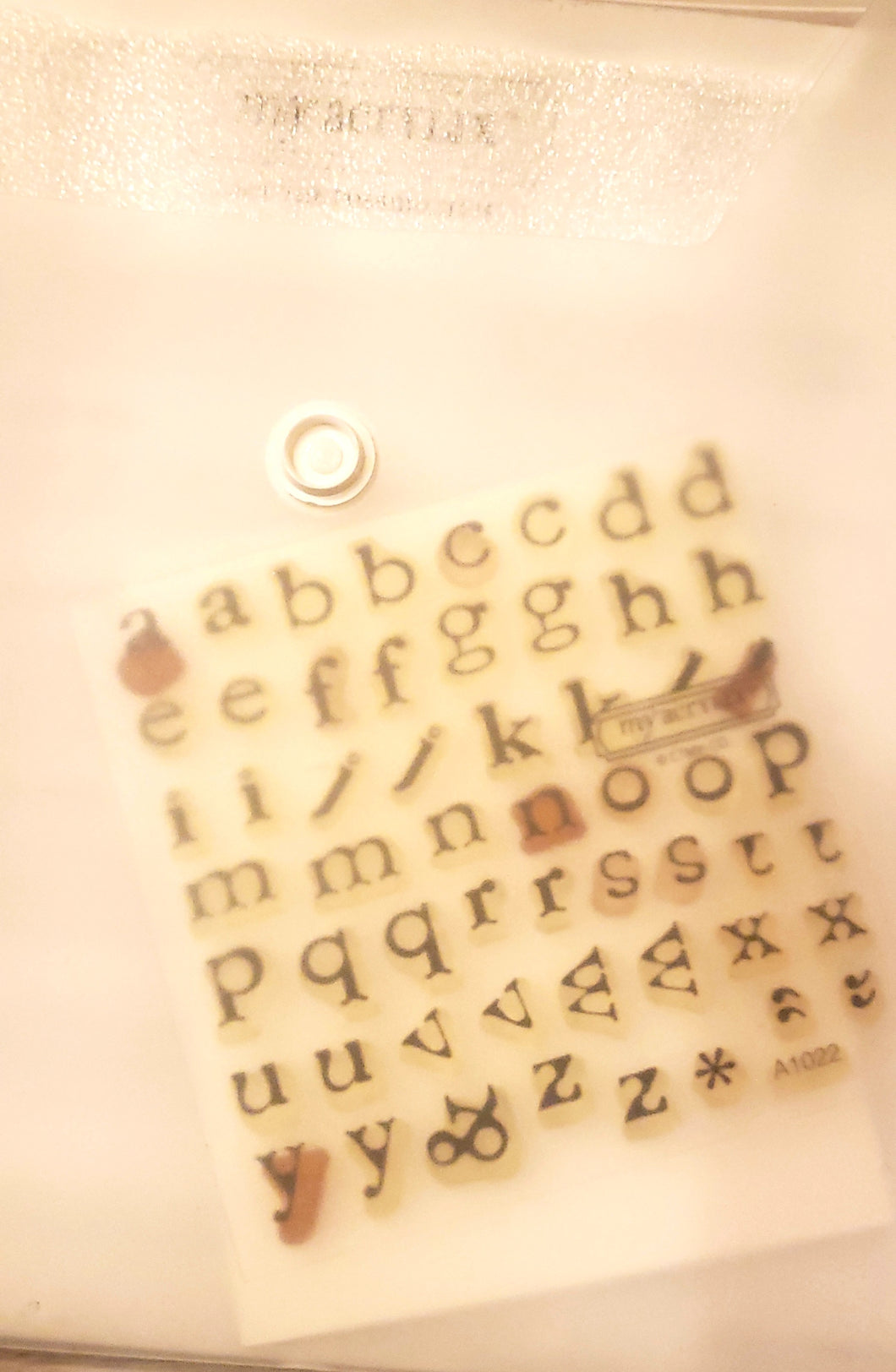 *Crafting for a cause - Close to My heart My Acrylix clear Stamp set in storage pouch - Used - Storytime lowercase Alphabet