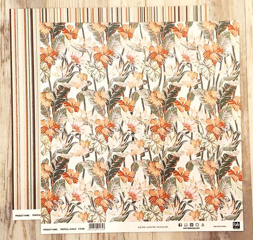 FabScraps Double Sided card stock paper 12 x 12 - Tropical Jungle Flowers