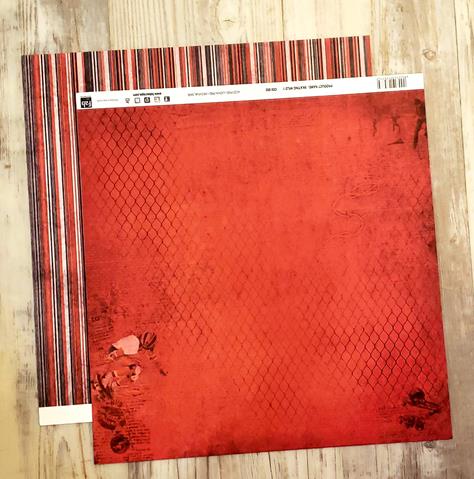 FabScraps Double Sided card stock paper 12 x 12 - Skating Wild 1 - Skateboard and stripe