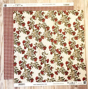FabScraps Double Sided card stock paper 12 x 12 - Poemgranate Check - Flowers