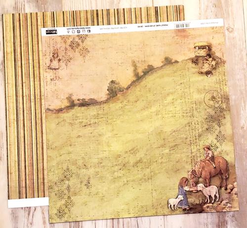 FabScraps Double Sided card stock paper 12 x 12 - Up and Down Kids and Animals