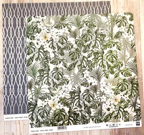 FabScraps Double Sided card stock paper 12 x 12 - Jungle Forest