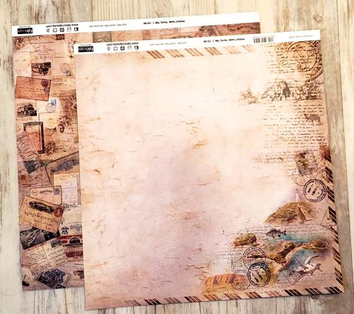 FabScraps Double Sided card stock paper 12 x 12 - Travel Time 2