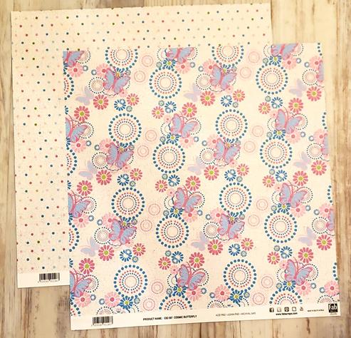 FabScraps Double Sided card stock paper 12 x 12 - Cosmic Butterfly