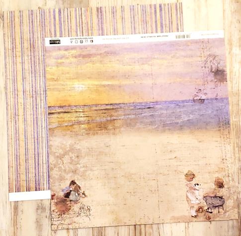 FabScraps Double Sided card stock paper 12 x 12 - Sea Shells - Beach