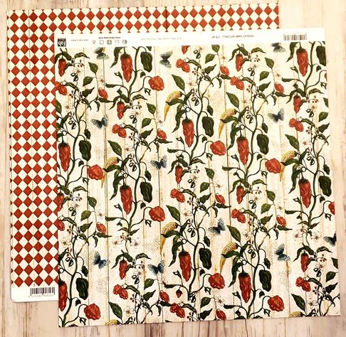 FabScraps Double Sided card stock paper 12 x 12 - Hot Chilli - Chili pepper