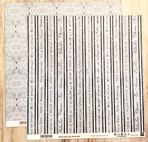 FabScraps Double Sided card stock paper 12 x 12 - French stripe Travel