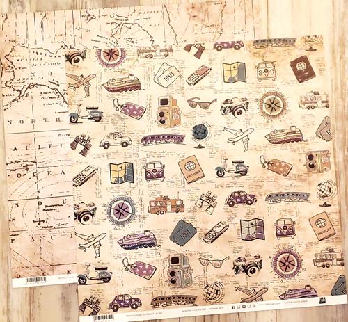 FabScraps Double Sided card stock paper 12 x 12 - Travel In Transit