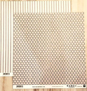 FabScraps Double Sided card stock paper 12 x 12 - Honeycomb / Grey stripes