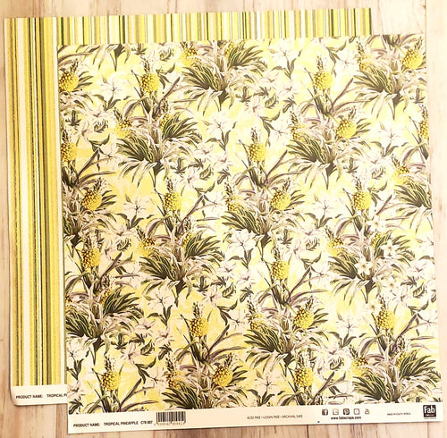 FabScraps Double Sided card stock paper 12 x 12 - Tropical Pineapple
