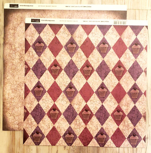 FabScraps Double Sided card stock paper 12 x 12 - High Tea Fairy Cakes - Cupcakes