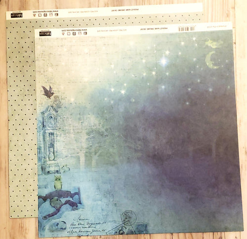 FabScraps Double Sided card stock paper 12 x 12 - Dreams - Sleeping Child and mint dots