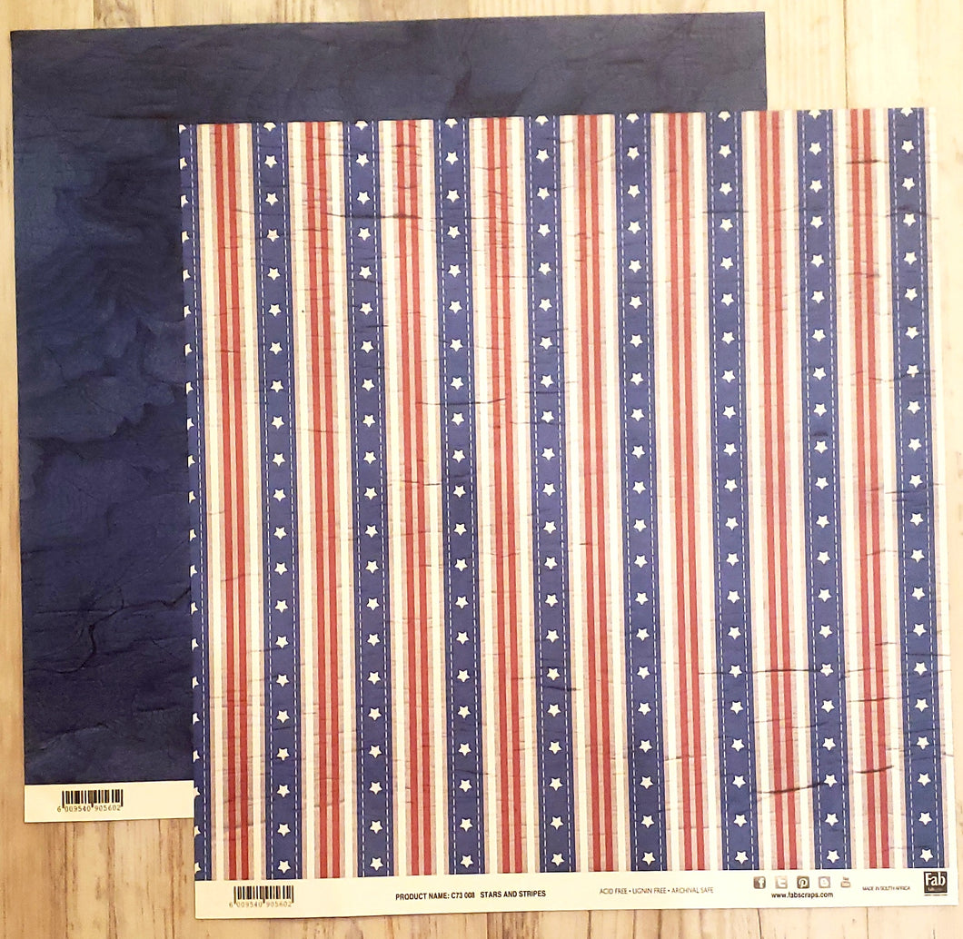 FabScraps Double Sided card stock paper 12 x 12 - Stars and Stripes