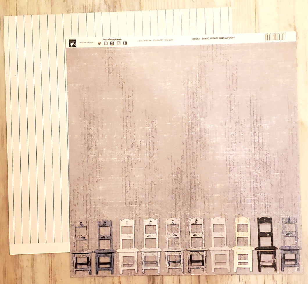 FabScraps Double Sided card stock paper 12 x 12 - Shabby Chairs