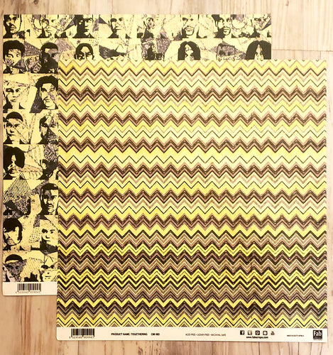 FabScraps Double Sided card stock paper 12 x 12 -Togethering zig zags - people