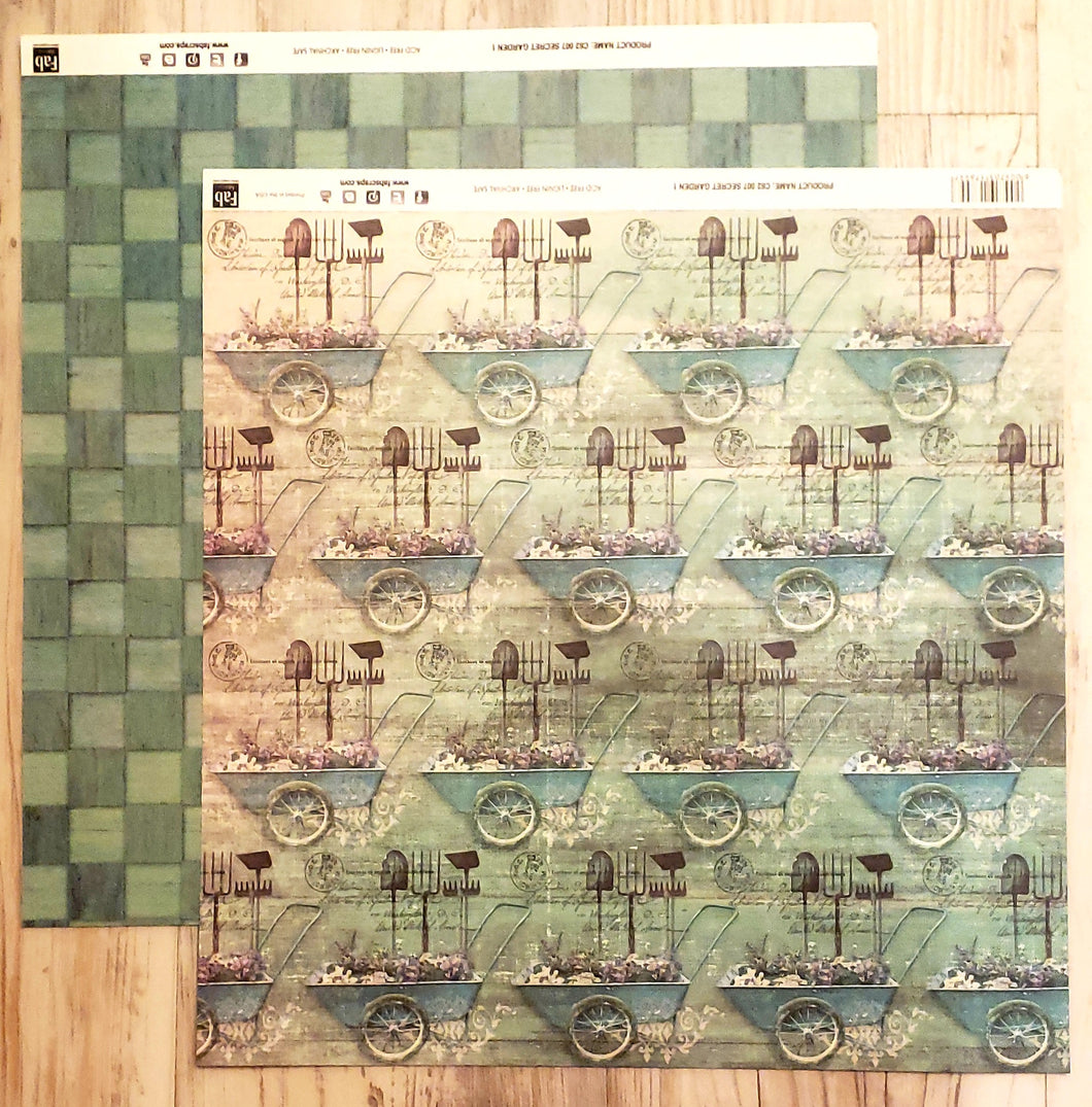FabScraps Double Sided card stock paper 12 x 12 - Secret Garden 1