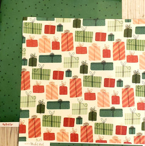 My minds eye - double Sided card stock paper 12 x 12 - Christmas on Market street tied up with string