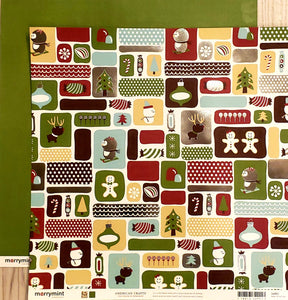 American crafts - double Sided card stock paper 12 x 12 - Merrymint Gingersnap foil - Christmas