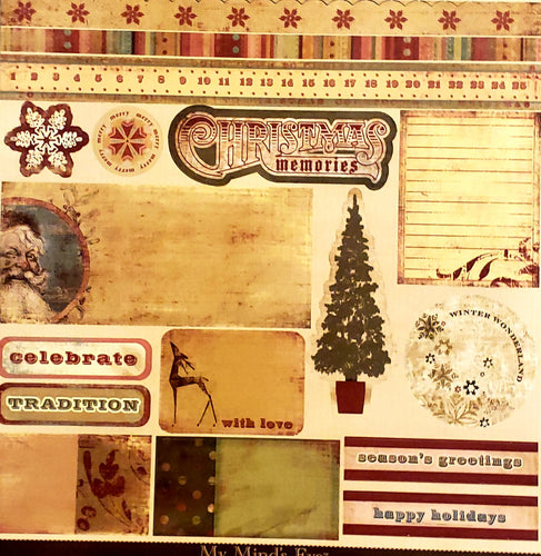 My minds eye single Sided card stock paper 12 x 12 - Festive signature Christmas accessory sheet