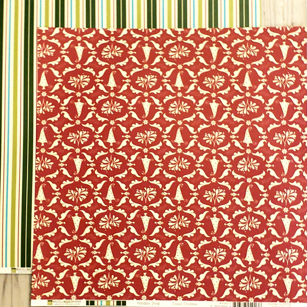 Bazzill basics Double Sided card stock paper 12 x 12 - holiday style classic - Christmas