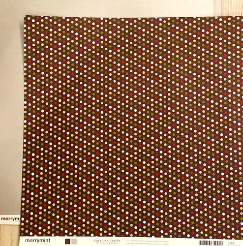 American crafts Double Sided card stock paper 12 x 12 - Merrymint - pecan pie metallic silver- Christmas