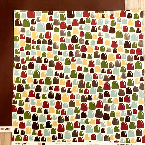 American crafts Double Sided card stock paper 12 x 12 - Merrymint - Gumdrops foil - Christmas