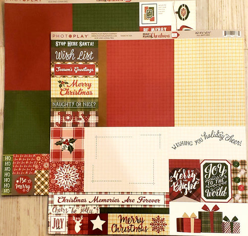 PHOTOPLAY Double Sided card stock paper 12 x 12 - Merrymint - mad 4 plaid a la card A2 4 1/4