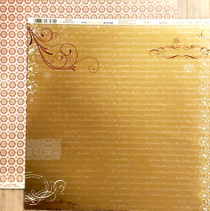 Little yellow bicycle double Sided cardstock paper 12 x 12 - 25 days of Christmas gold script