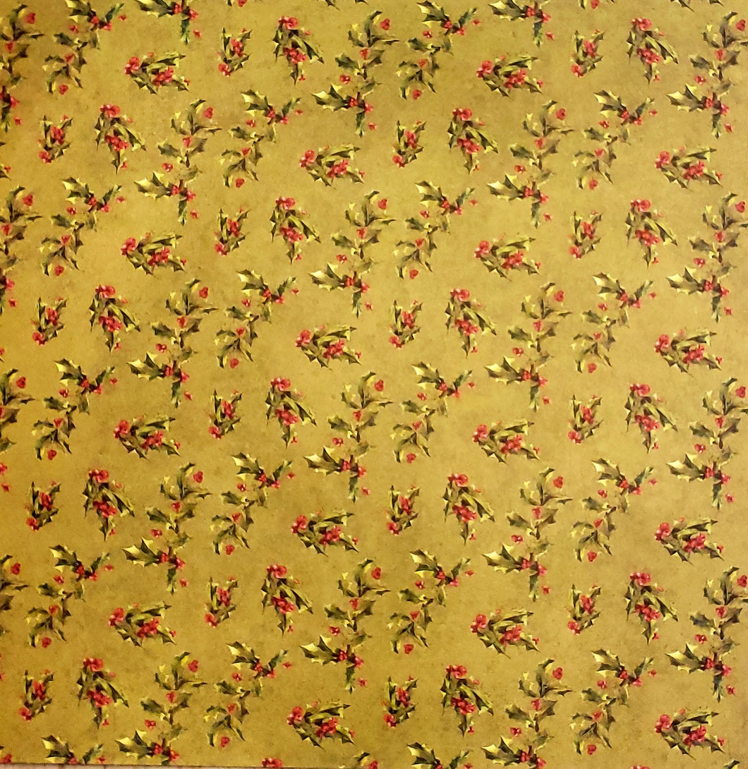 Karen foster single Sided cardstock paper 12 x 12 - holly and berry - Christmas