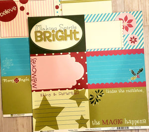 Bazzill basics Double Sided card stock paper 12 x 12 - Holiday style lickety slip 6x4 blocks - Christmas