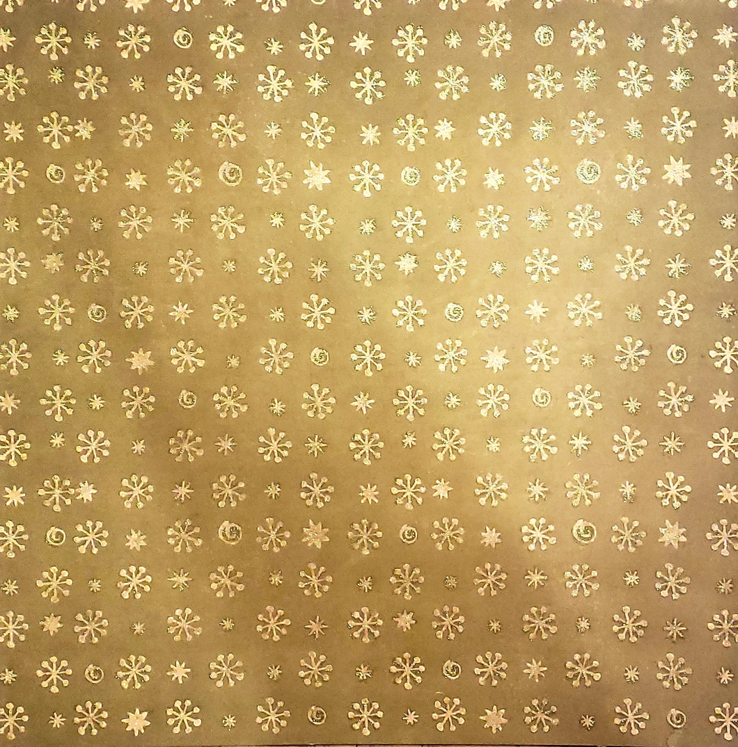 American crafts single Sided cardstock paper 12 x 12 - Green glitter snowflakes - Christmas