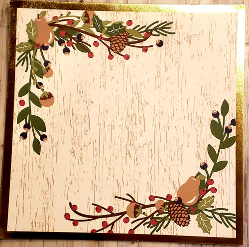 Karen foster single Sided cardstock paper 12 x 12 - foil winter foliage - Christmas