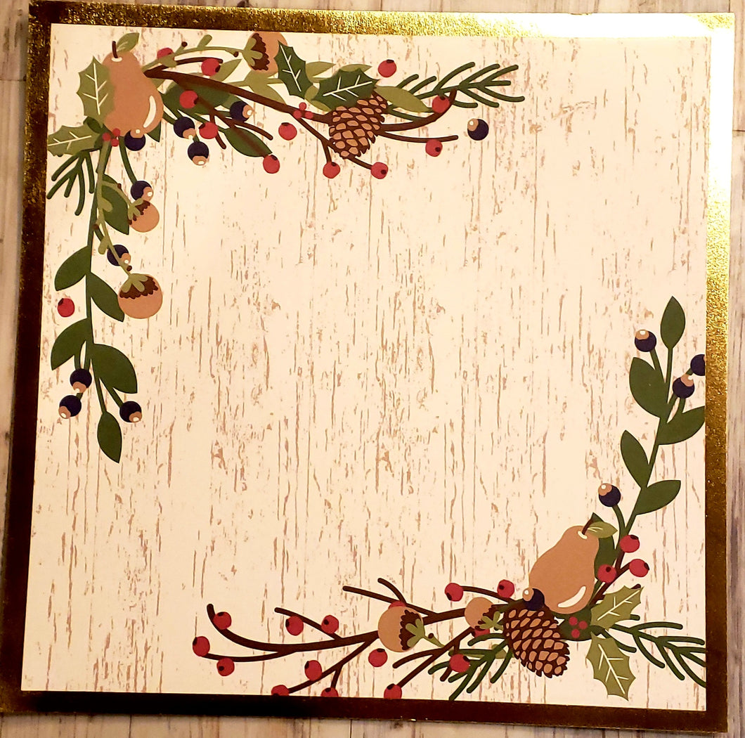 Karen foster single Sided cardstock paper 12 x 12 - foil winter foliage - Christmas