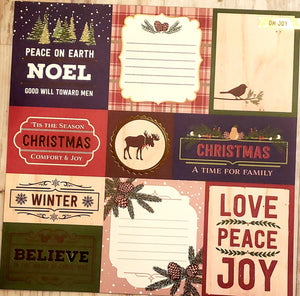 Karen foster single Sided cardstock paper 12 x 12 - foil saying blocks - Christmas