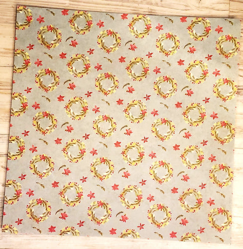 Karen foster single Sided cardstock paper 12 x 12 - pine wreath - Christmas