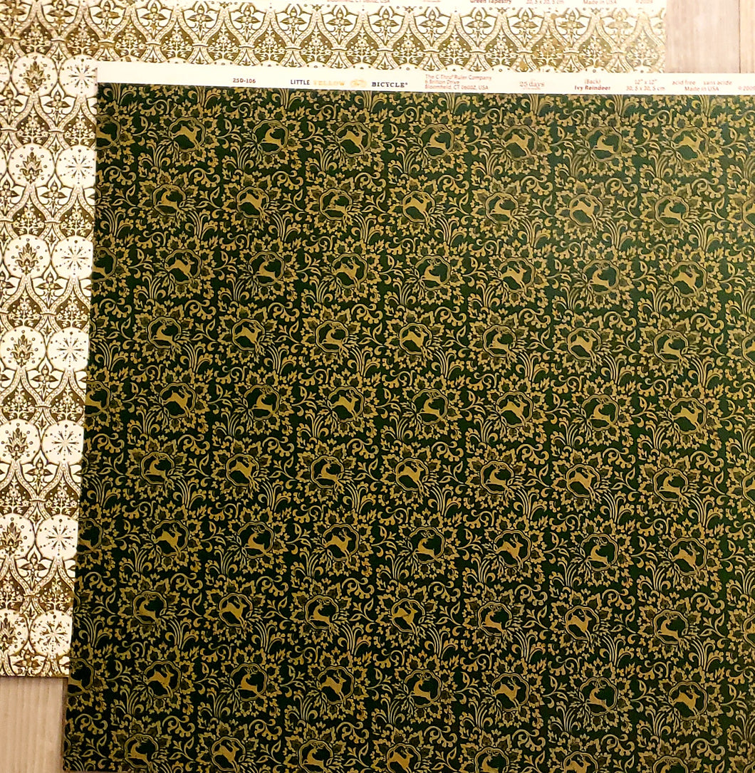 Little yellow bicycle Double Sided cardstock paper 12 x 12 - 25 days of Christmas - Ivy reindeer