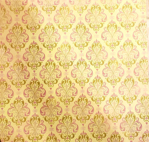 Karen Foster single Sided cardstock paper 12 x 12 - green / purple flourish