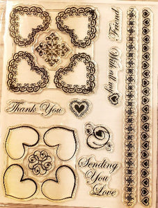 Stamping Scrapping clear stamp set - Labels 24 Fancy Hearts
