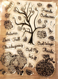 Stamping Scrapping clear stamp set - owl love fall