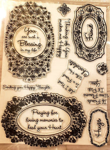 Stamping Scrapping clear stamp set - labels 25 floral blessings