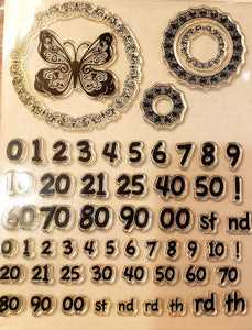 Stamping Scrapping clear stamp set / Cindy Echtinaw- fancy numbers