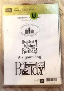 *Crafting for a cause - Stampin' up Happiest Birthday wishes set 1 and 2 red rubber cling stamp - 11 piece