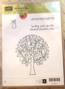 *Crafting for a cause - Stampin' up Partridge & Pear red rubber cling stamp - 4 piece