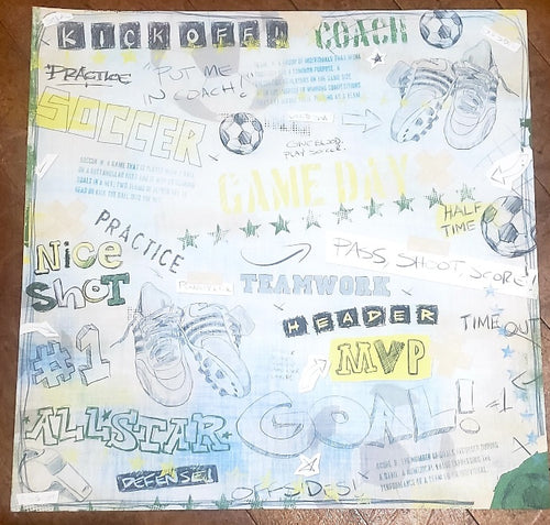 Karen Foster Soccer collage single sided paper 12 x 12