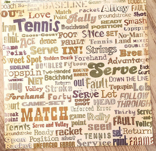 Flair Designs All star collection Tennis words single sided paper 12 x 12