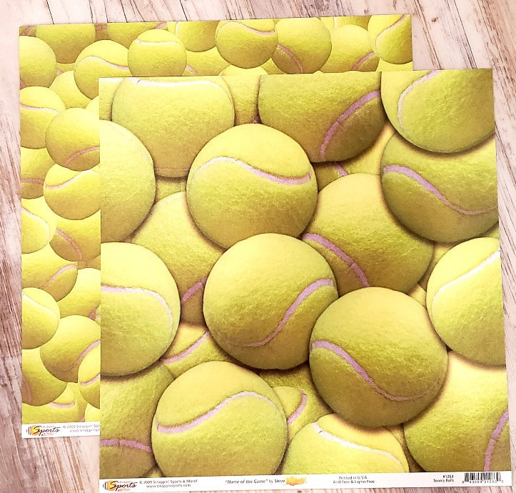 Scrappin' Sports and more Name of the game Tennis balls double sided paper 12 x 12