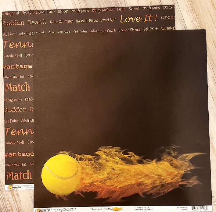 Scrappin' Sports and more - Sports on fire - Tennis on five double sided paper 12 x 12