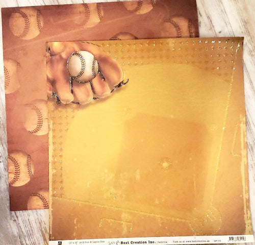 Best Creation Inc. Glitter baseball double sided paper 12 x 12